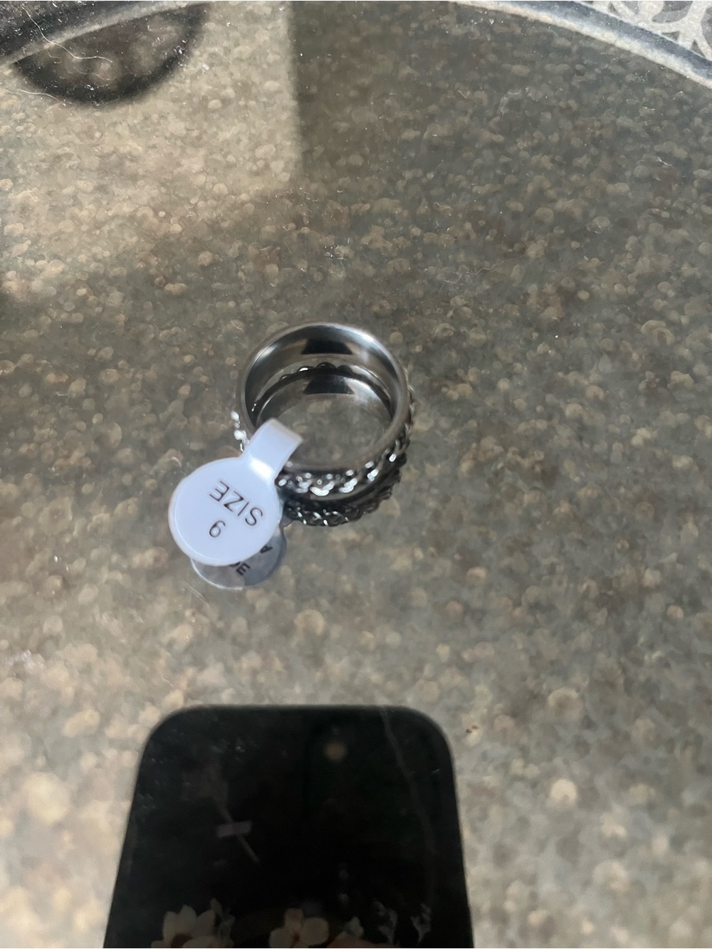 Stainless Steel Spinning Fidget Ring Size 9 - Picture 3 of 5